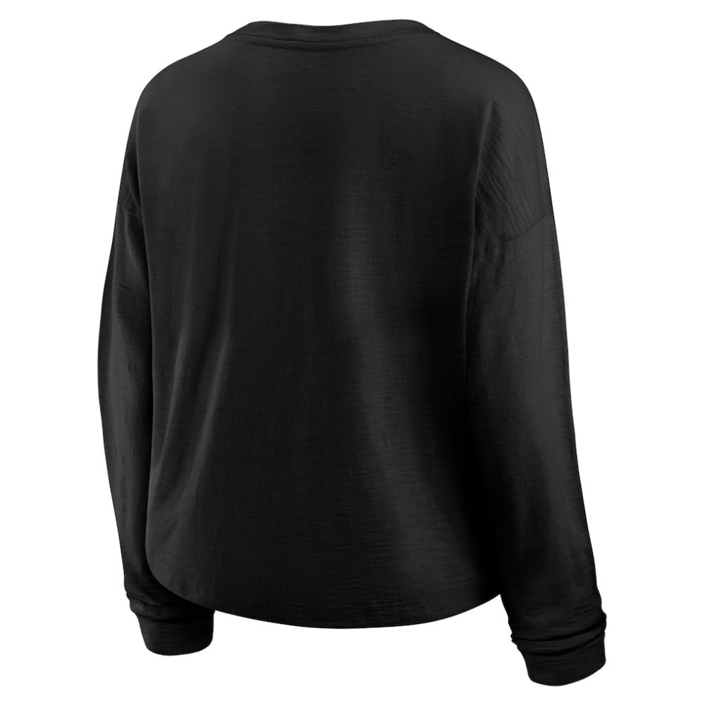 Boston Bruins Fanatics Women's Oversized All Out Effort Long Sleeve Henley T-Shirt - Black T-shirts