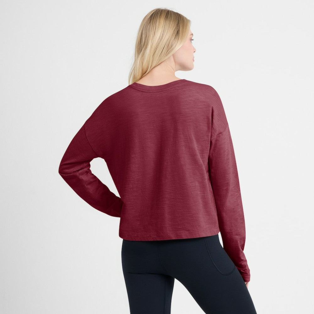 Colorado Avalanche Fanatics Women's Oversized All Out Effort Long Sleeve Henley T-Shirt - Burgundy T-shirts