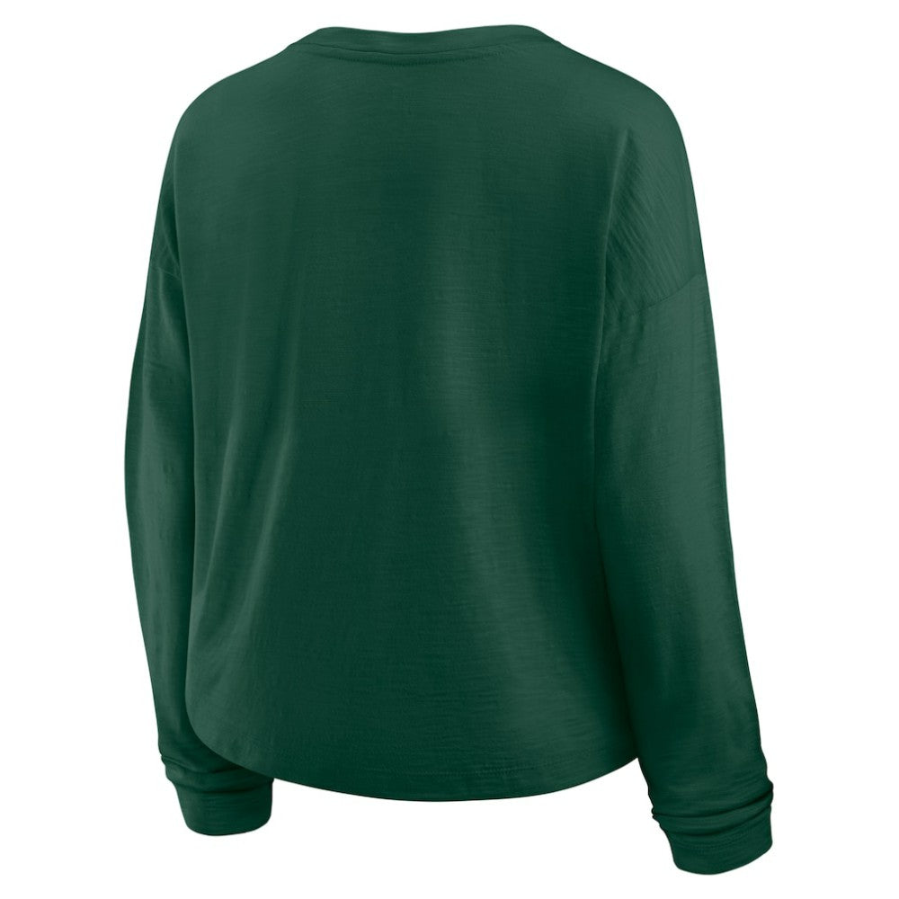 Minnesota Wild Fanatics Women's Oversized All Out Effort Long Sleeve Henley T-Shirt - Green T-shirts