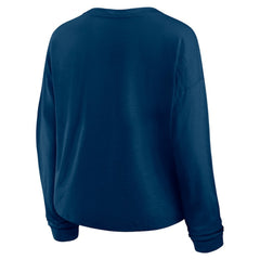 Seattle Kraken Fanatics Women's Oversized All Out Effort Long Sleeve Henley T-Shirt - Deep Sea Blue T-shirts