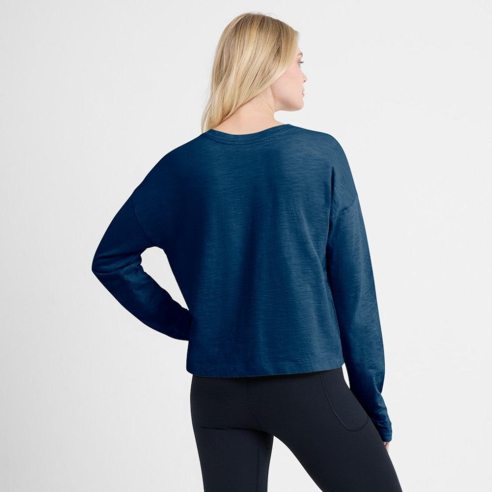 Seattle Kraken Fanatics Women's Oversized All Out Effort Long Sleeve Henley T-Shirt - Deep Sea Blue T-shirts