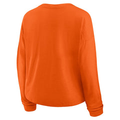 Philadelphia Flyers Fanatics Women's Oversized All Out Effort Long Sleeve Henley T-Shirt - Orange T-shirts