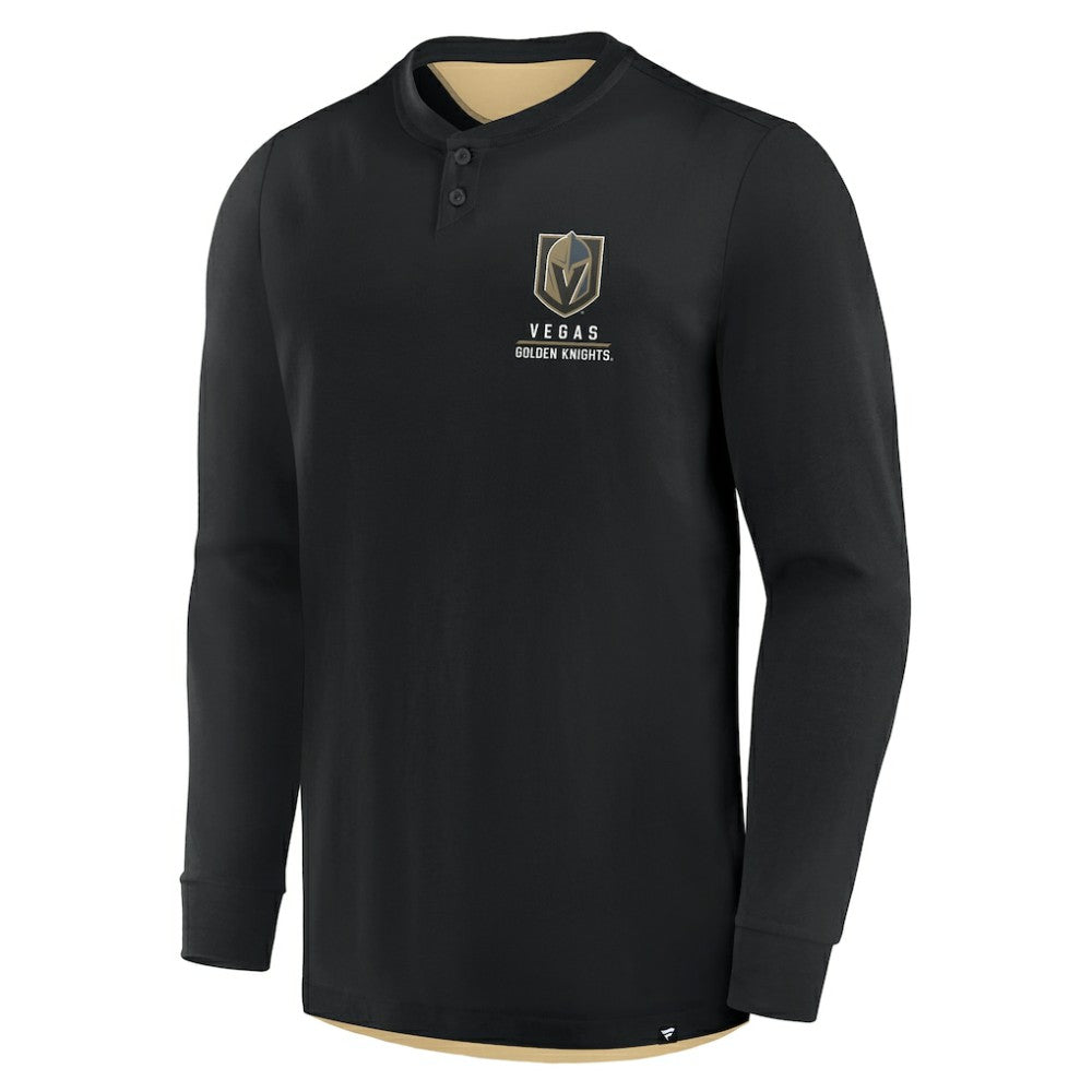 Vegas Golden Knights Fanatics Adrenaline Push Long Sleeve Henley Shirt - Black