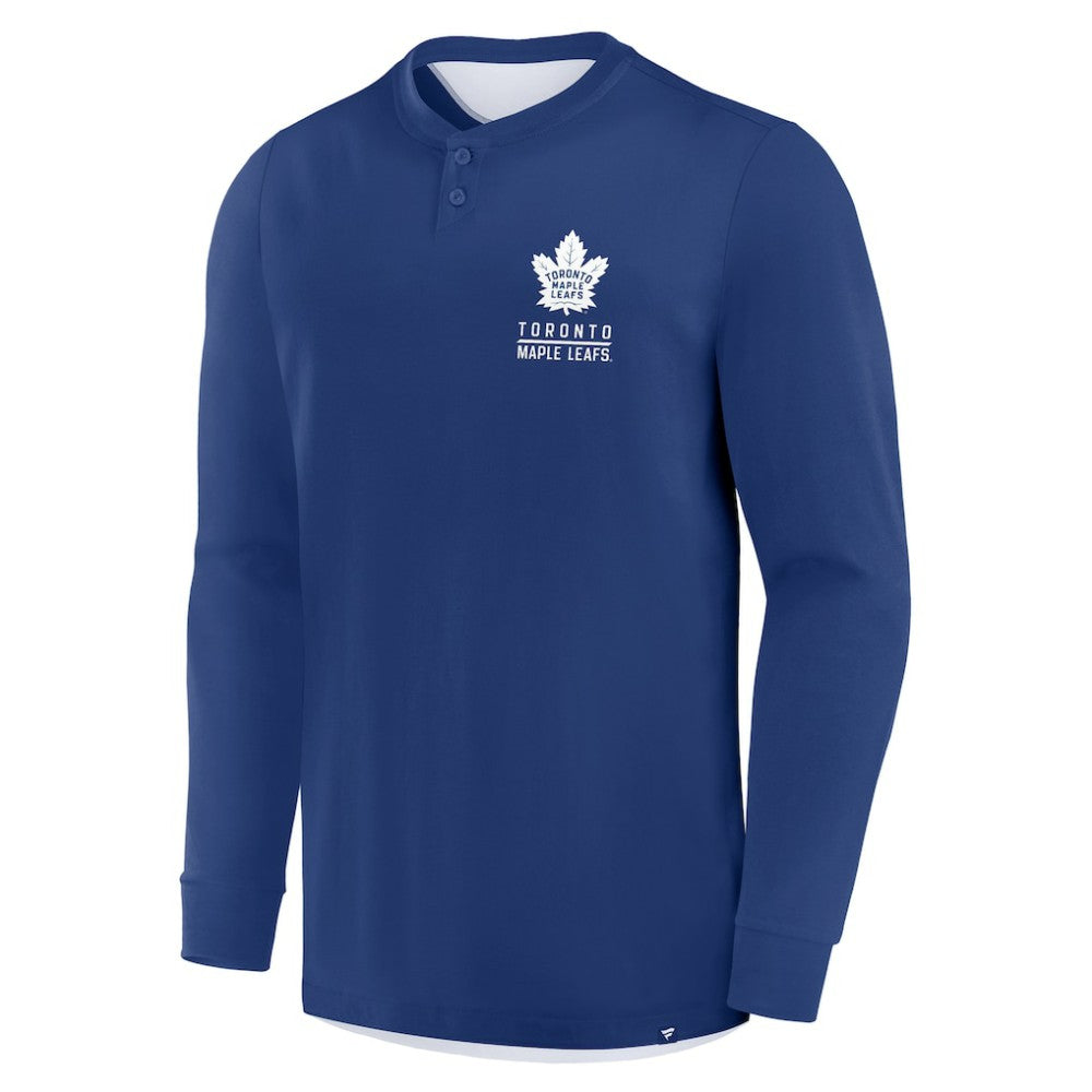 Toronto Maple Leafs Fanatics Adrenaline Push Long Sleeve Henley Shirt - Blue