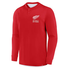 Detroit Red Wings Fanatics Adrenaline Push Long Sleeve Henley Shirt - Red