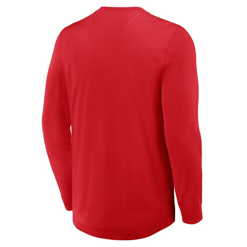 Detroit Red Wings Fanatics Adrenaline Push Long Sleeve Henley Shirt - Red