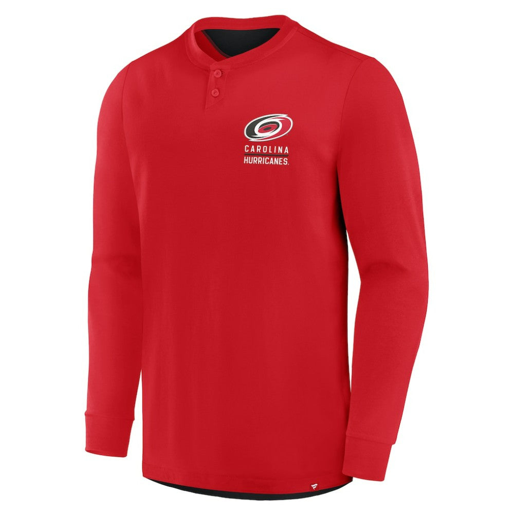 Carolina Hurricanes Fanatics Adrenaline Push Long Sleeve Henley Shirt - Red