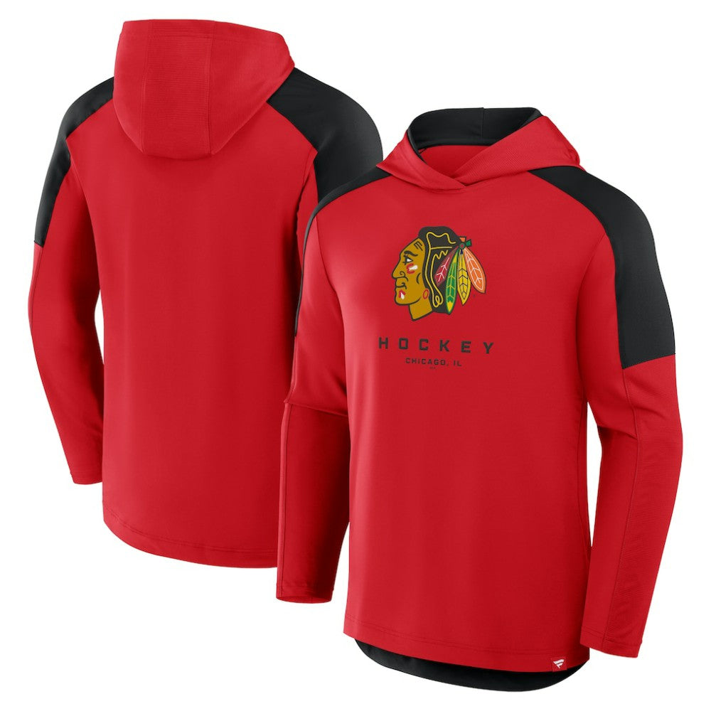 Chicago Blackhawks Fanatics Meta Game Transitional Pullover Hoodie - Red Hoodies