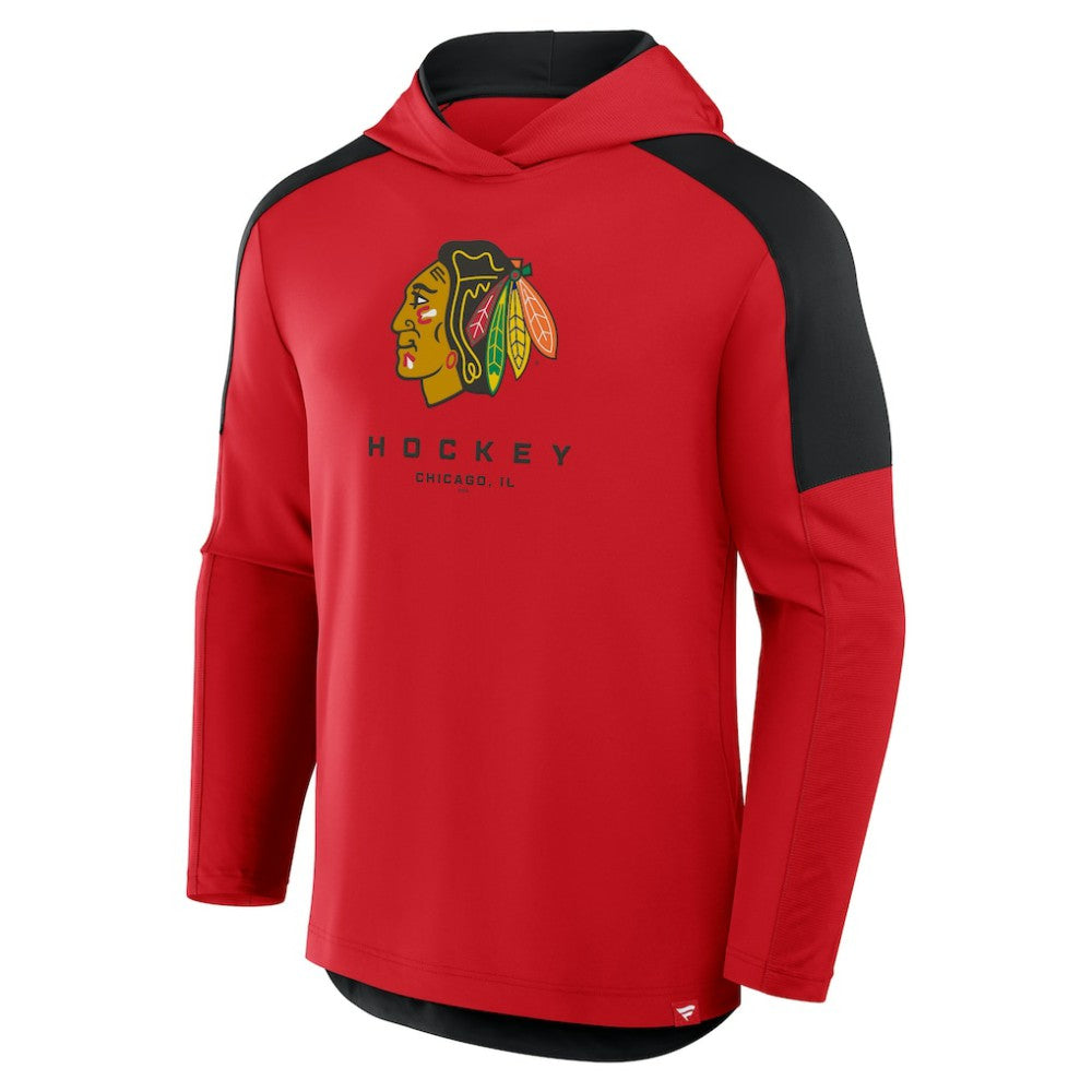 Chicago Blackhawks Fanatics Meta Game Transitional Pullover Hoodie - Red Hoodies