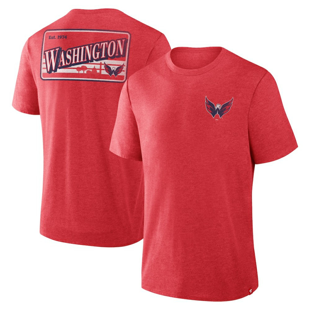 Washington Capitals Fanatics Fan Lanes Tri-Blend T-Shirt - Heather Red T-shirts