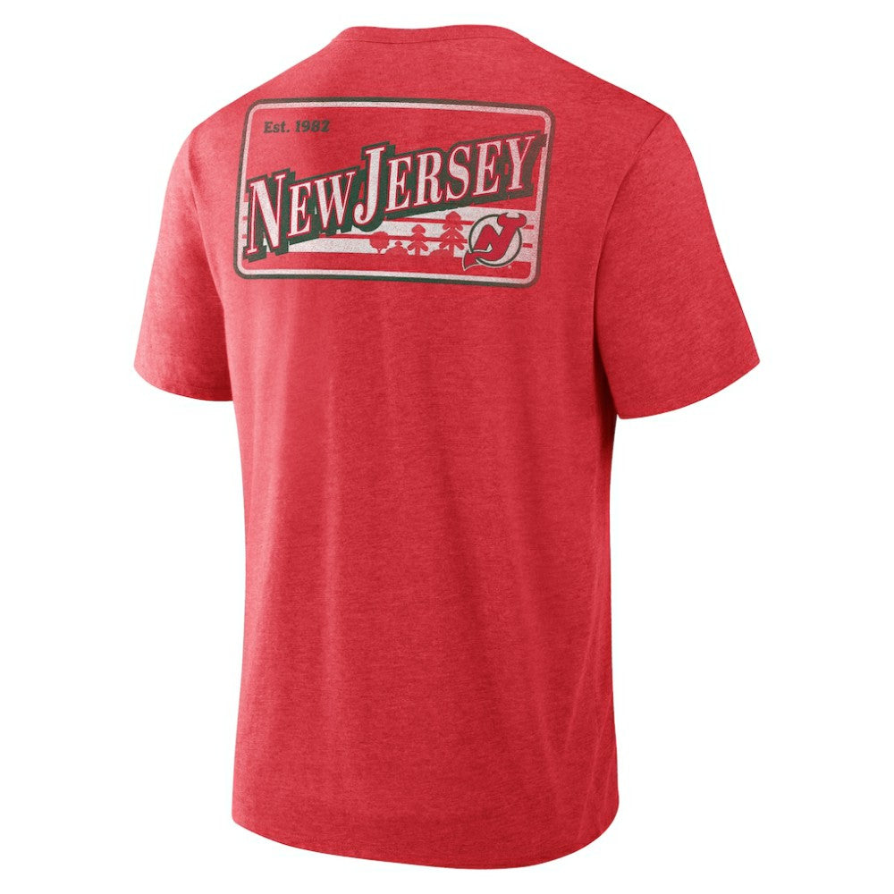 New Jersey Devils Fanatics Fan Lanes Tri-Blend T-Shirt - Heather Red T-shirts