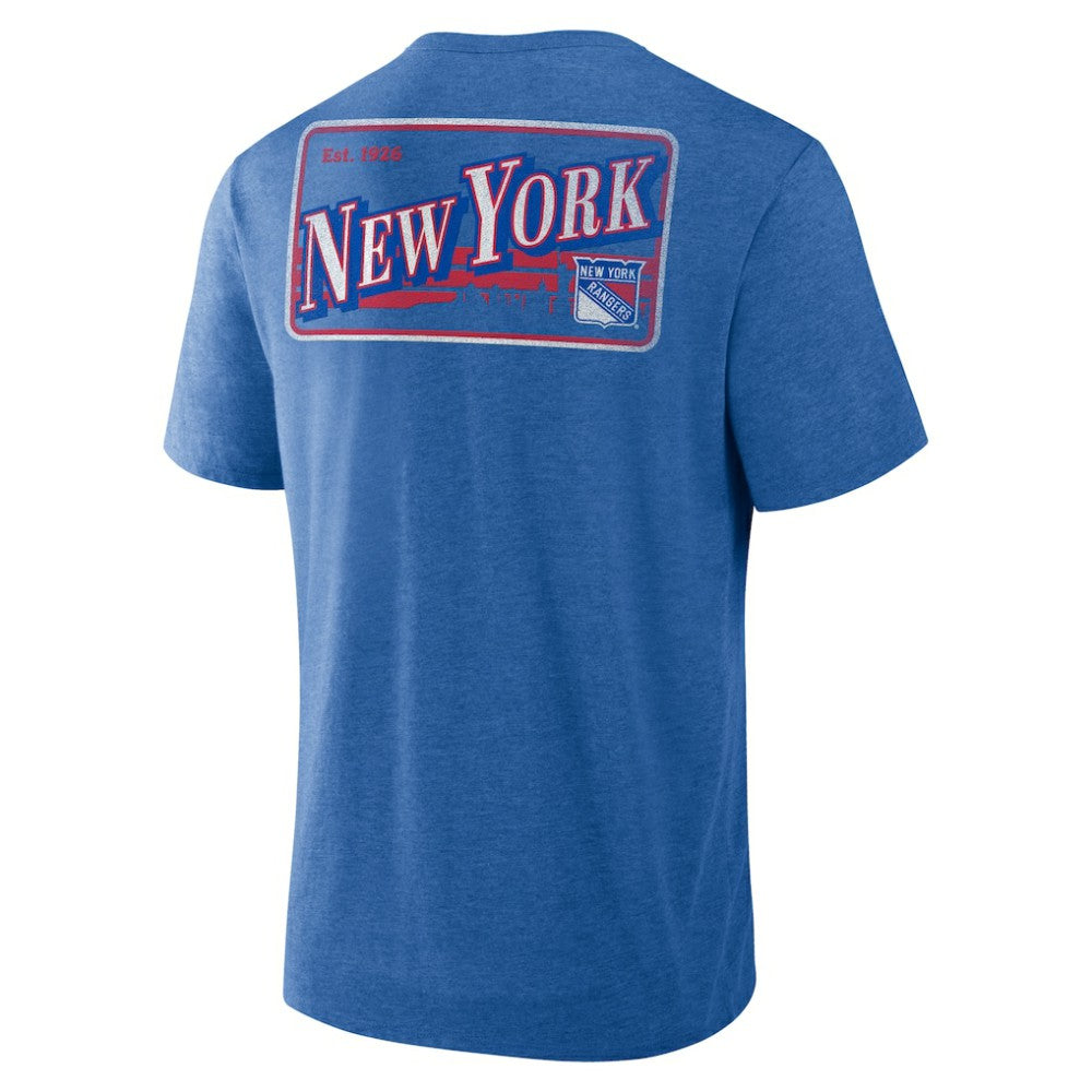 New York Rangers Fanatics Fan Lanes Tri-Blend T-Shirt - Heather Blue T-shirts
