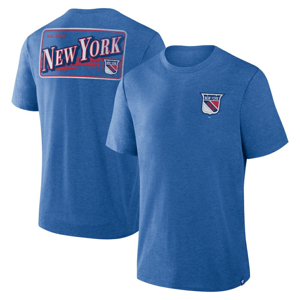 New York Rangers Fanatics Fan Lanes Tri-Blend T-Shirt - Heather Blue T-shirts