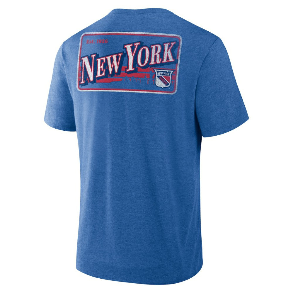 New York Rangers Fanatics Fan Lanes Tri-Blend T-Shirt - Heather Blue T-shirts