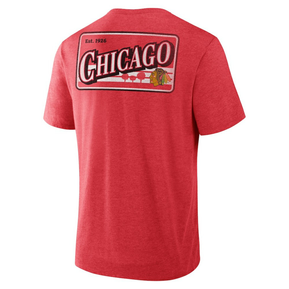 Chicago Blackhawks Fanatics Fan Lanes Tri-Blend T-Shirt - Heather Red T-shirts