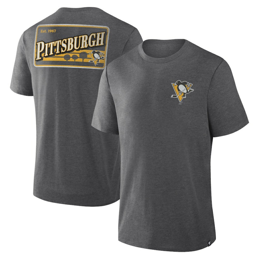 Pittsburgh Penguins Fanatics Fan Lanes Tri-Blend T-Shirt - Heather Charcoal T-shirts