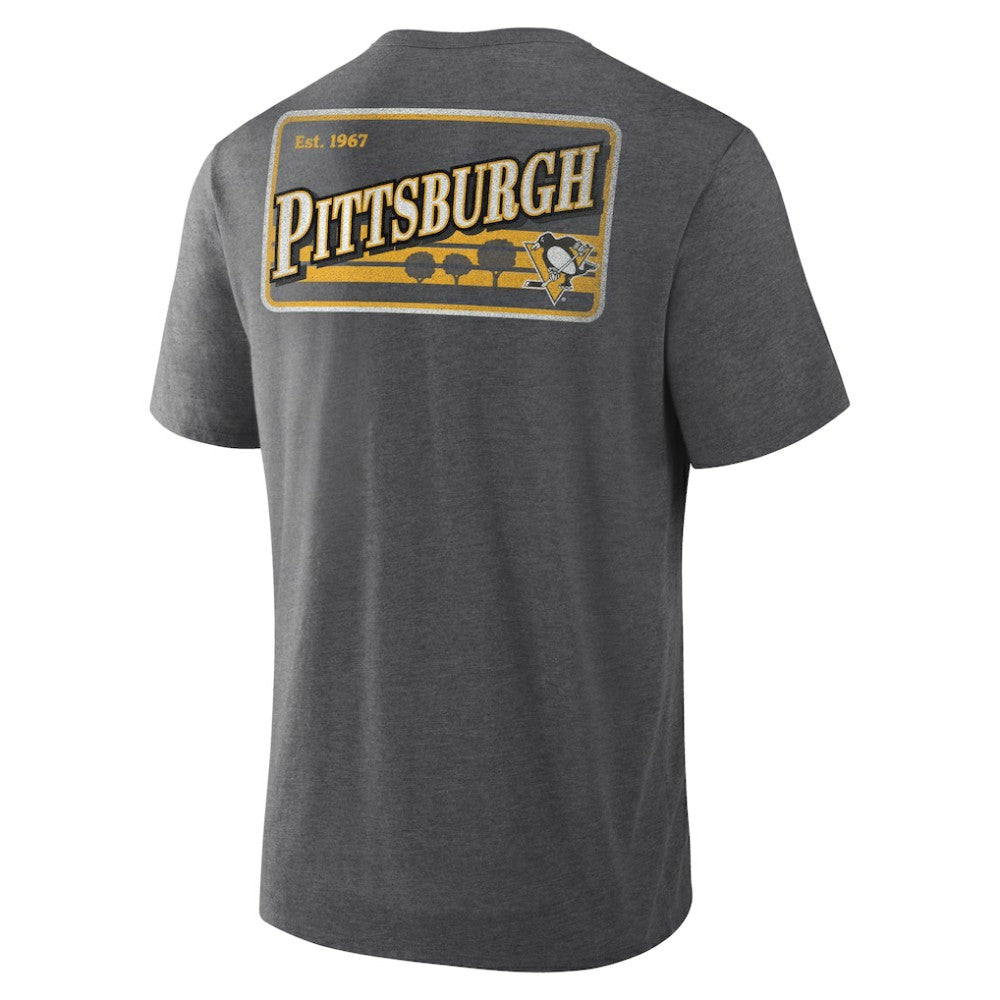 Pittsburgh Penguins Fanatics Fan Lanes Tri-Blend T-Shirt - Heather Charcoal T-shirts