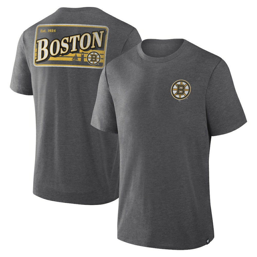 Boston Bruins Fanatics Fan Lanes Tri-Blend T-Shirt - Heather Charcoal T-shirts