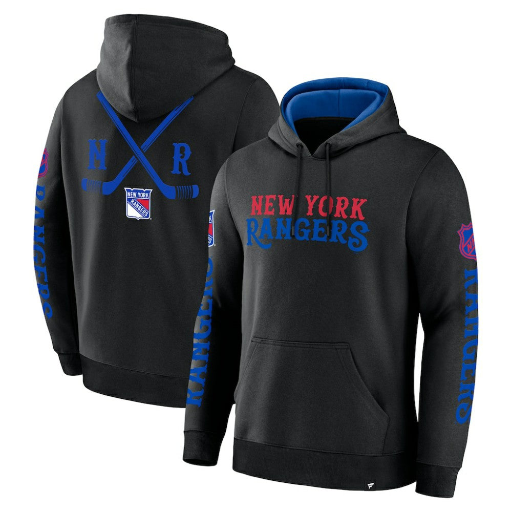 New York Rangers Fanatics Big City Legacy Fleece Pullover Hoodie - Black Hoodies
