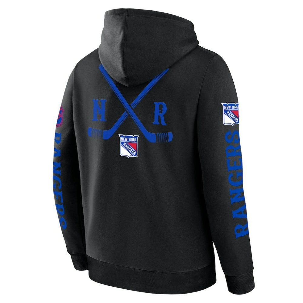 New York Rangers Fanatics Big City Legacy Fleece Pullover Hoodie - Black Hoodies