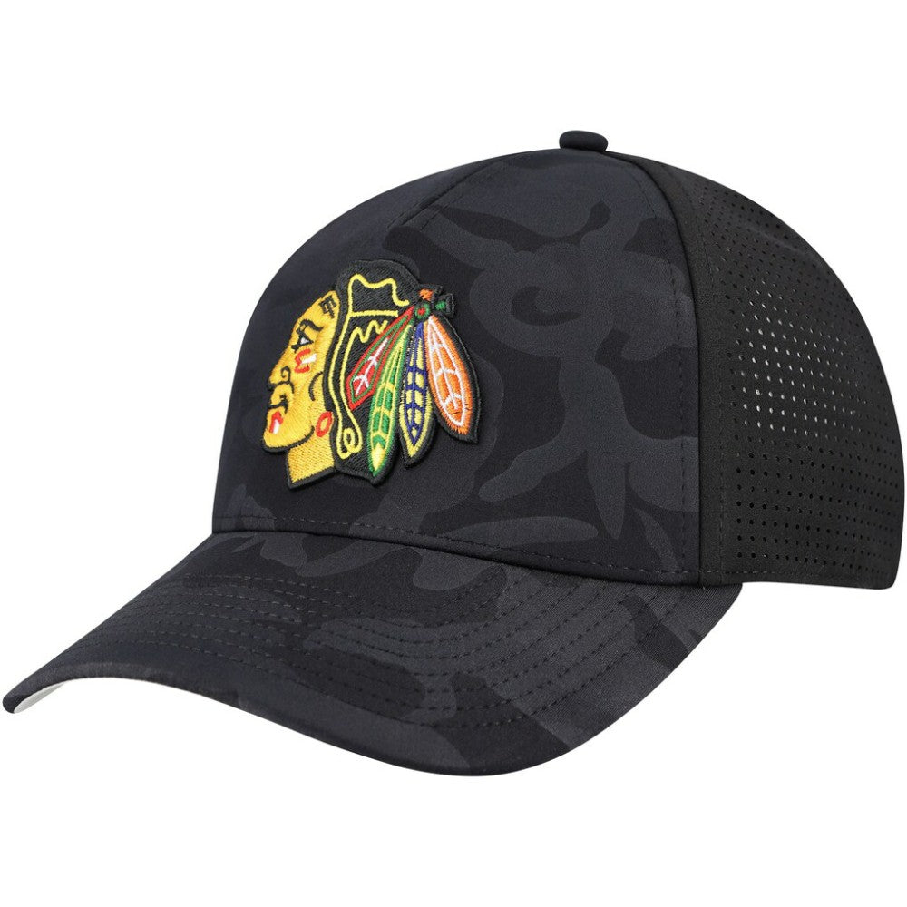 Chicago Blackhawks American Needle Valin Camo Super Tech Vented Adjustable Hat - Black Hats