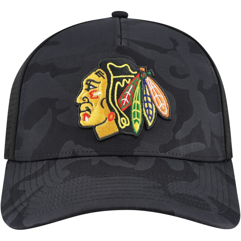 Chicago Blackhawks American Needle Valin Camo Super Tech Vented Adjustable Hat - Black Hats