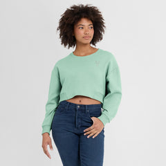 Milwaukee Bucks Women's Studio Tri-Blend Cropped Pullover Sweatshirt - Mint cheap