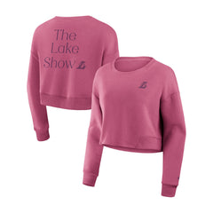 Los Angeles Lakers Women's Studio Tri-Blend Cropped Pullover Sweatshirt - Pink discount