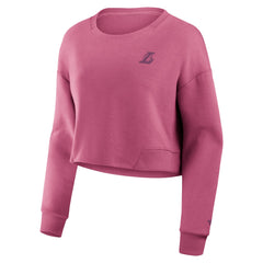 Los Angeles Lakers Women's Studio Tri-Blend Cropped Pullover Sweatshirt - Pink discount