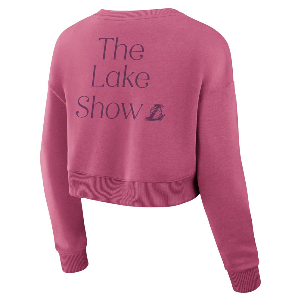 Los Angeles Lakers Women's Studio Tri-Blend Cropped Pullover Sweatshirt - Pink discount