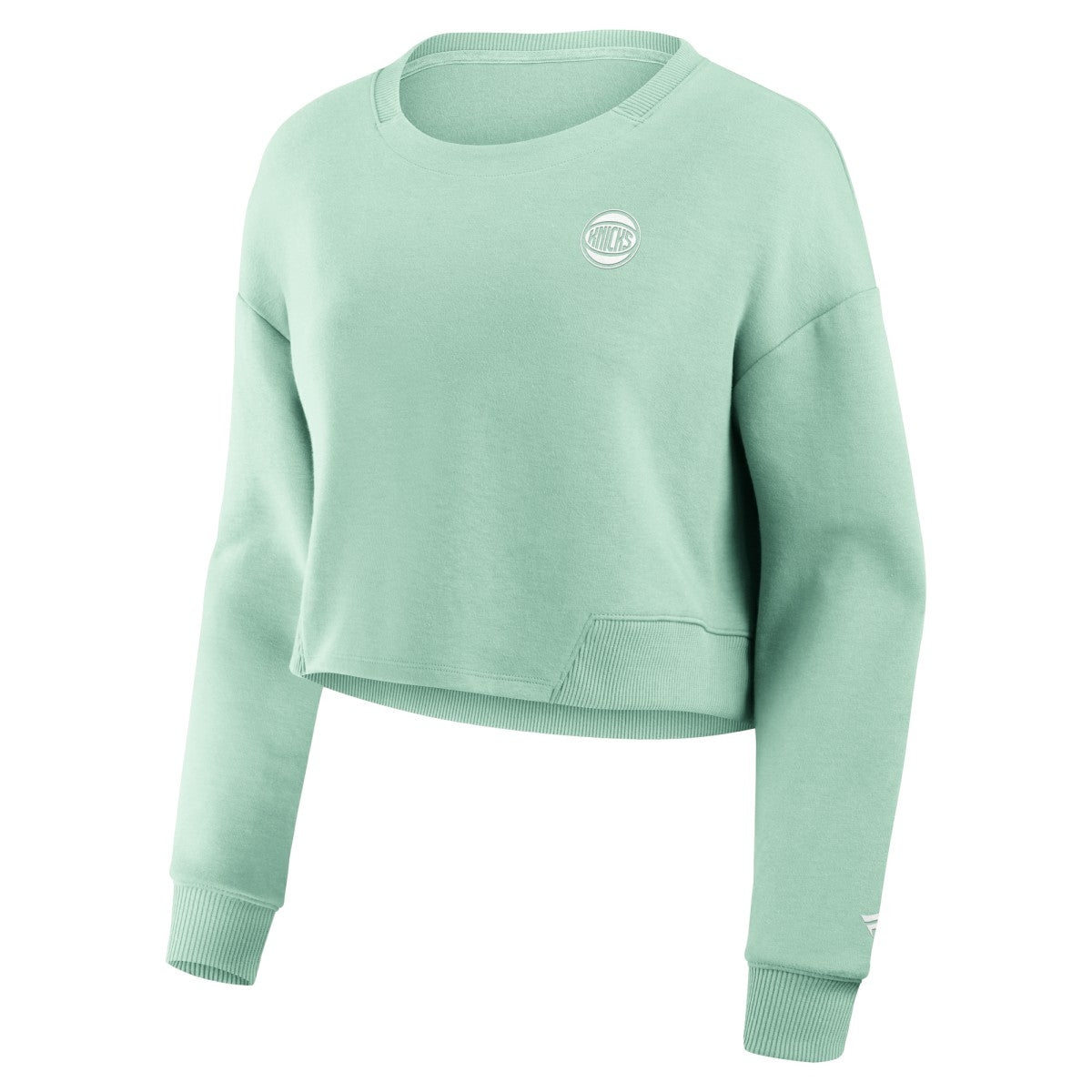 New York Knicks Women's Studio Tri-Blend Cropped Pullover Sweatshirt - Mint discount