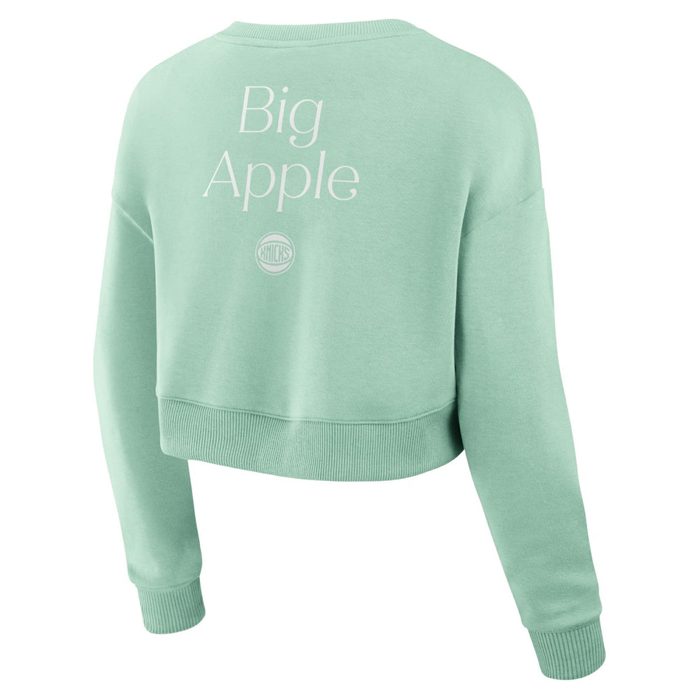 New York Knicks Women's Studio Tri-Blend Cropped Pullover Sweatshirt - Mint discount