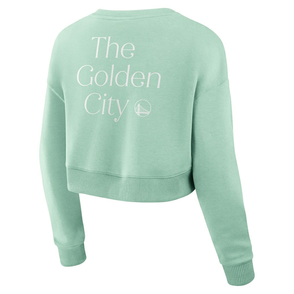 Golden State Warriors Women's Studio Tri-Blend Cropped Pullover Sweatshirt sale - Mint shop