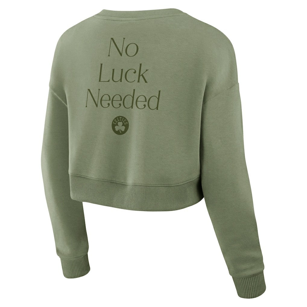 Boston Celtics Women's Studio Tri-Blend Cropped Pullover Sweatshirt - Olive discount