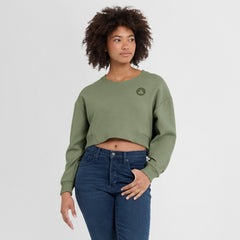 Boston Celtics Women's Studio Tri-Blend Cropped Pullover Sweatshirt - Olive discount