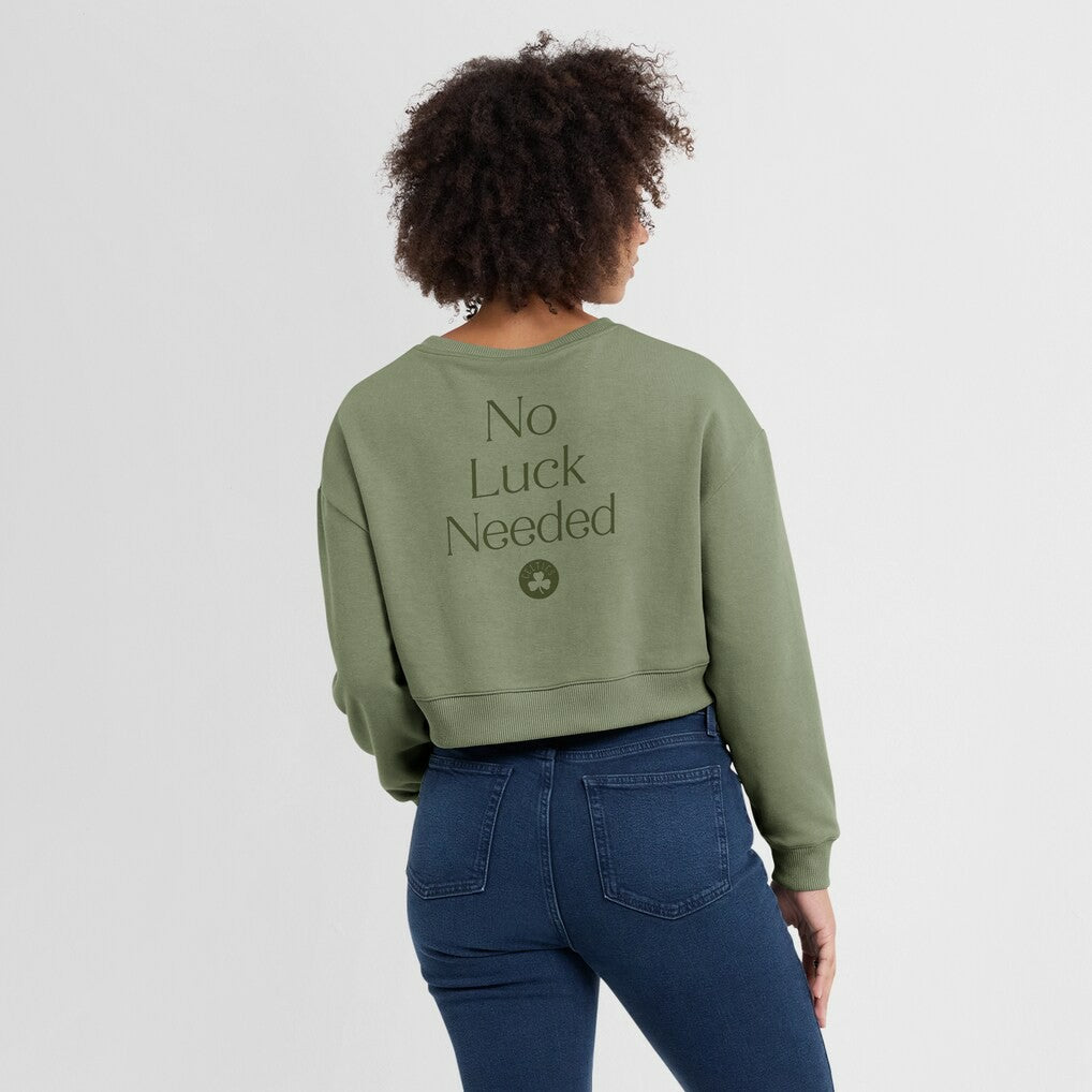 Boston Celtics Women's Studio Tri-Blend Cropped Pullover Sweatshirt - Olive discount