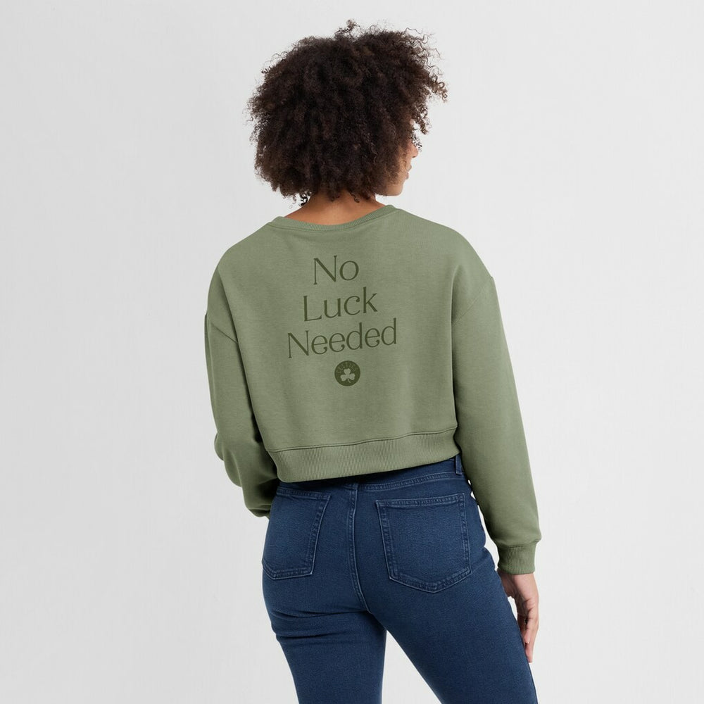 Boston Celtics Women's Studio Tri-Blend Cropped Pullover Sweatshirt - Olive discount