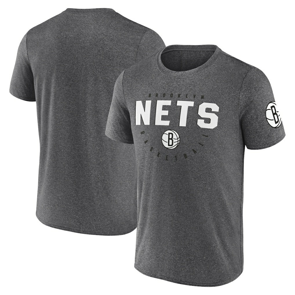 Brooklyn Nets Logo Athletic Block Practice Performance T-Shirt - Heather Charcoal sale