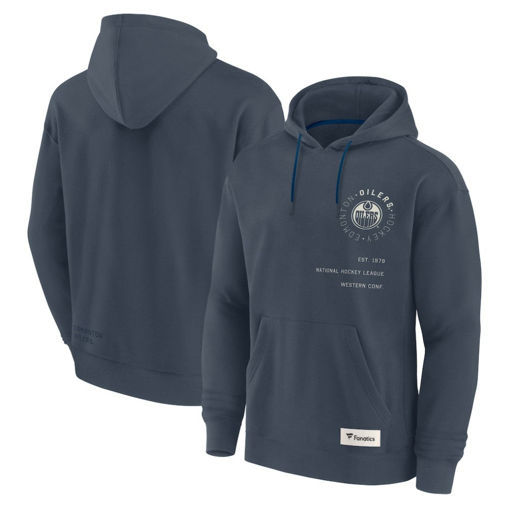 Edmonton Oilers Fanatics Future Ground Info Pullover Hoodie - Navy Hoodies