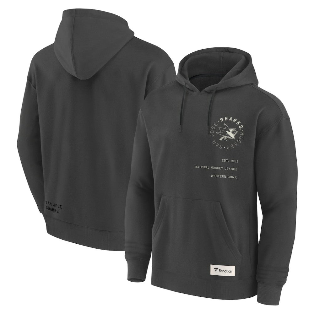 San Jose Sharks Fanatics Future Ground Info Pullover Hoodie - Charcoal Hoodies