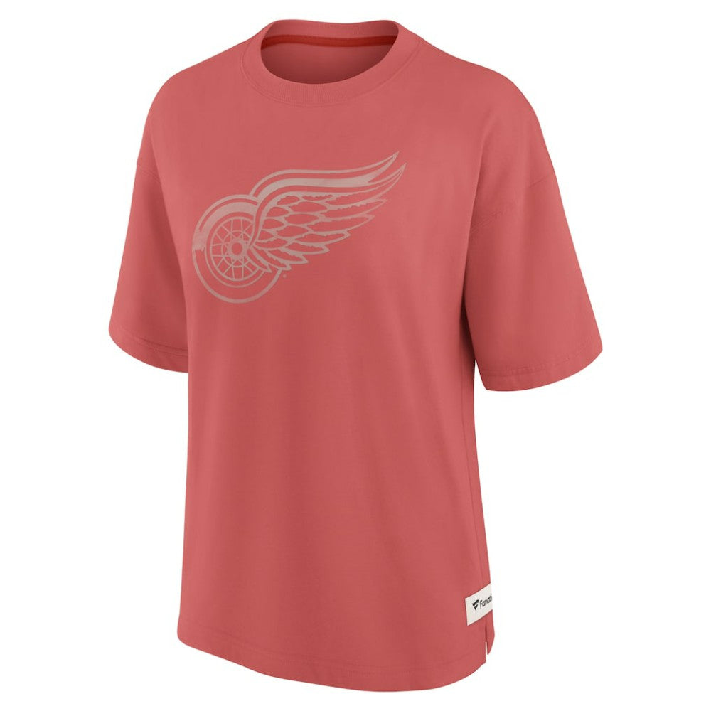 Detroit Red Wings Fanatics Women's Oversized Elements Raw Edge Future Ground T-Shirt - Red T-shirts