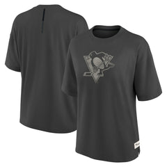 Pittsburgh Penguins Fanatics Women's Oversized Elements Raw Edge Future Ground T-Shirt - Charcoal T-shirts