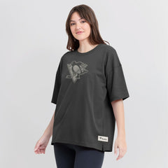 Pittsburgh Penguins Fanatics Women's Oversized Elements Raw Edge Future Ground T-Shirt - Charcoal T-shirts