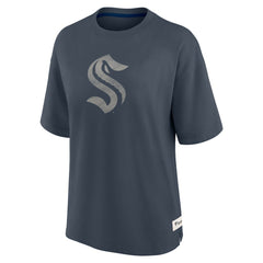 Seattle Kraken Fanatics Women's Oversized Elements Raw Edge Future Ground T-Shirt - Blue T-shirts