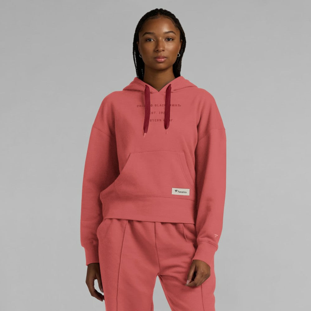 Chicago Blackhawks Fanatics Women's Elements Future Ground Subtle Tonal Pullover Hoodie - Red Hoodies