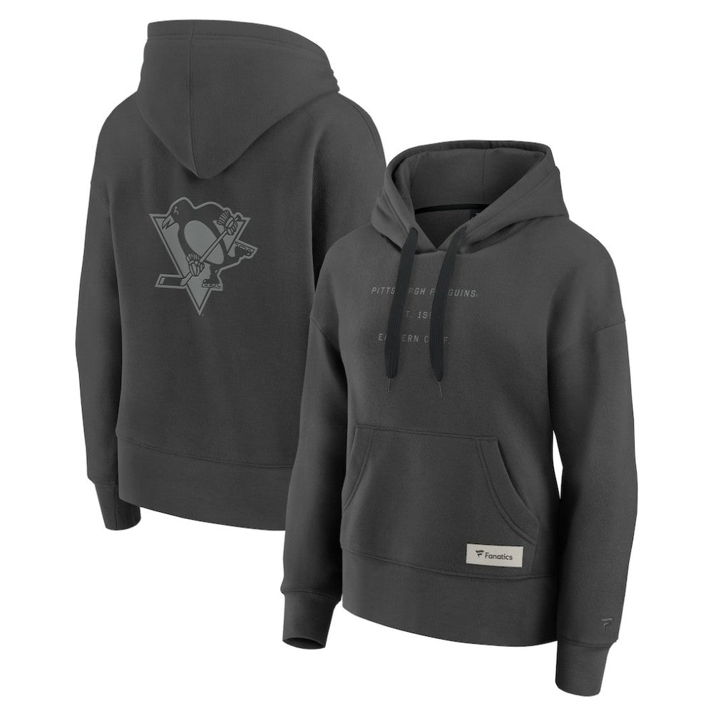 Pittsburgh Penguins Fanatics Women's Elements Future Ground Subtle Tonal Pullover Hoodie - Charcoal Hoodies