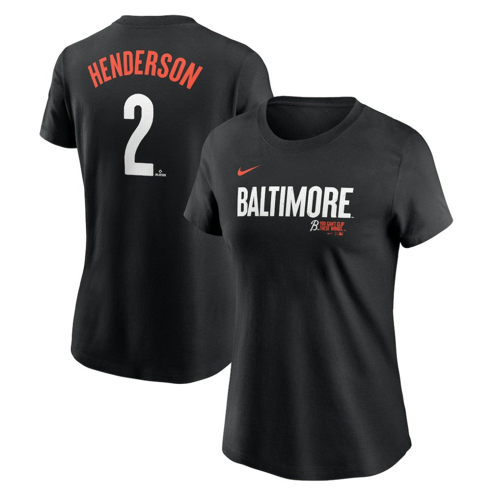 Gunnar Henderson Baltimore Orioles Women's 2024 City Connect Fuse Player Name & Number T-Shirt Black