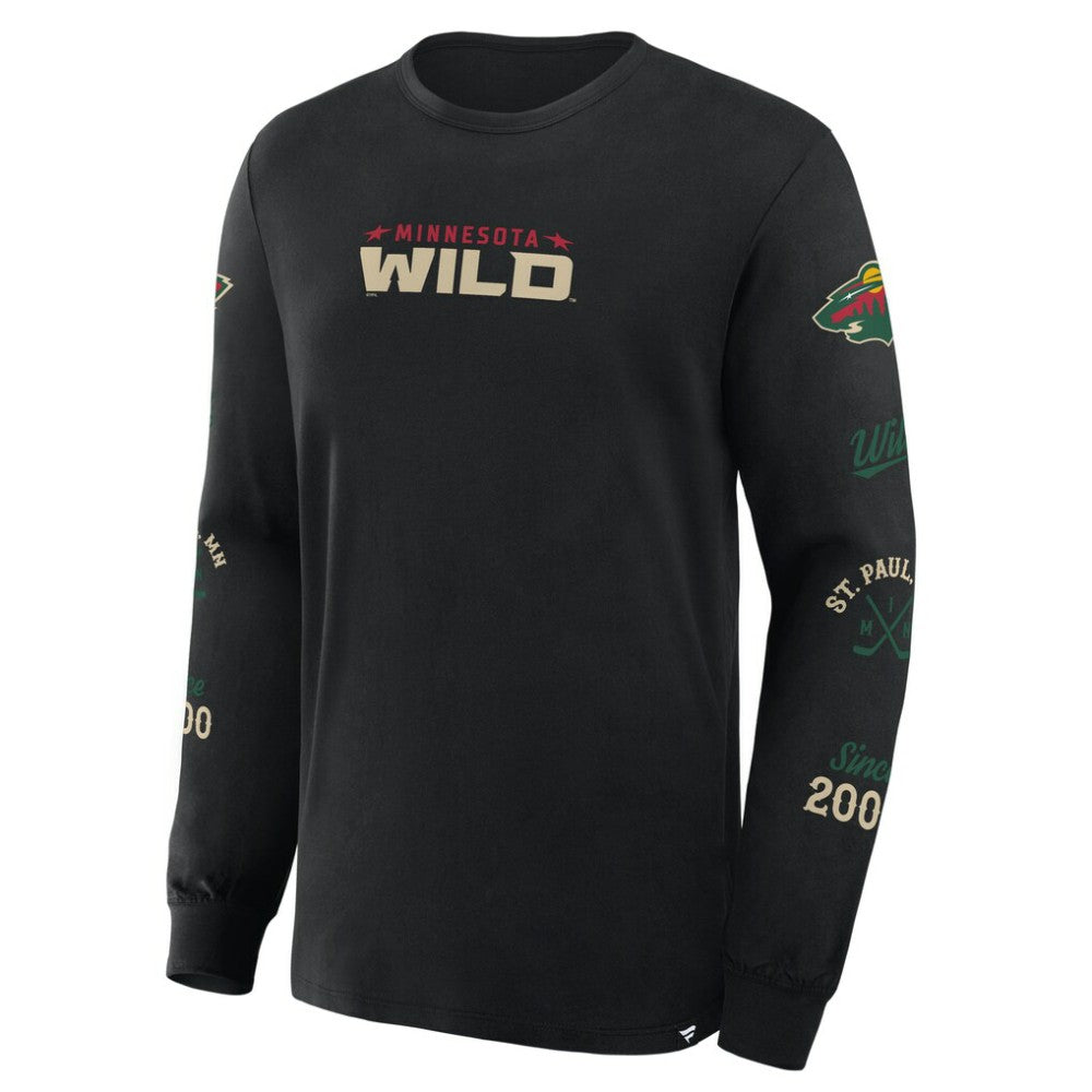 Minnesota Wild Fanatics Boxed In Legacy Long Sleeve T-Shirt - Black T-shirts