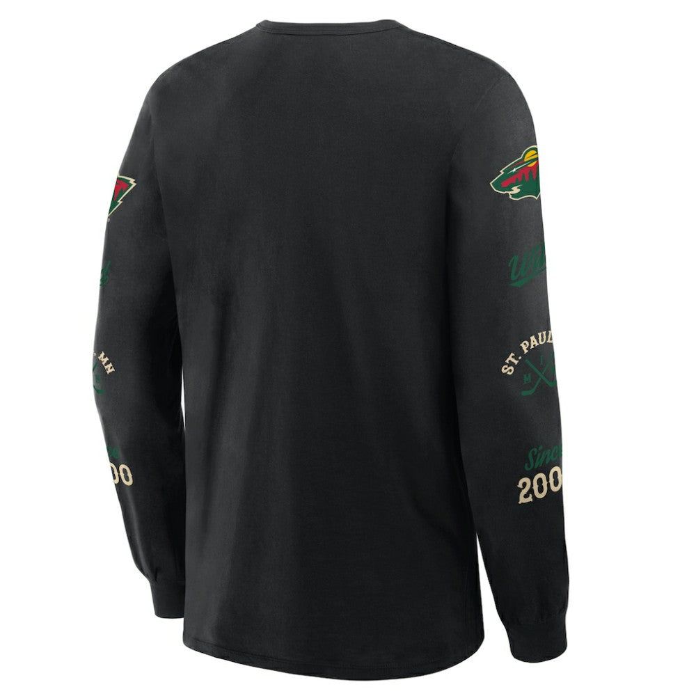 Minnesota Wild Fanatics Boxed In Legacy Long Sleeve T-Shirt - Black T-shirts