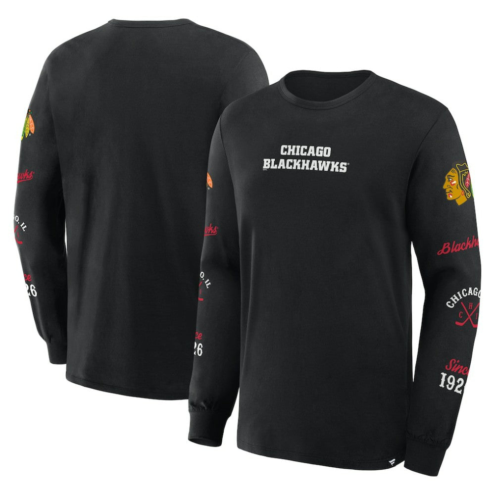 Chicago Blackhawks Fanatics Boxed In Legacy Long Sleeve T-Shirt - Black T-shirts